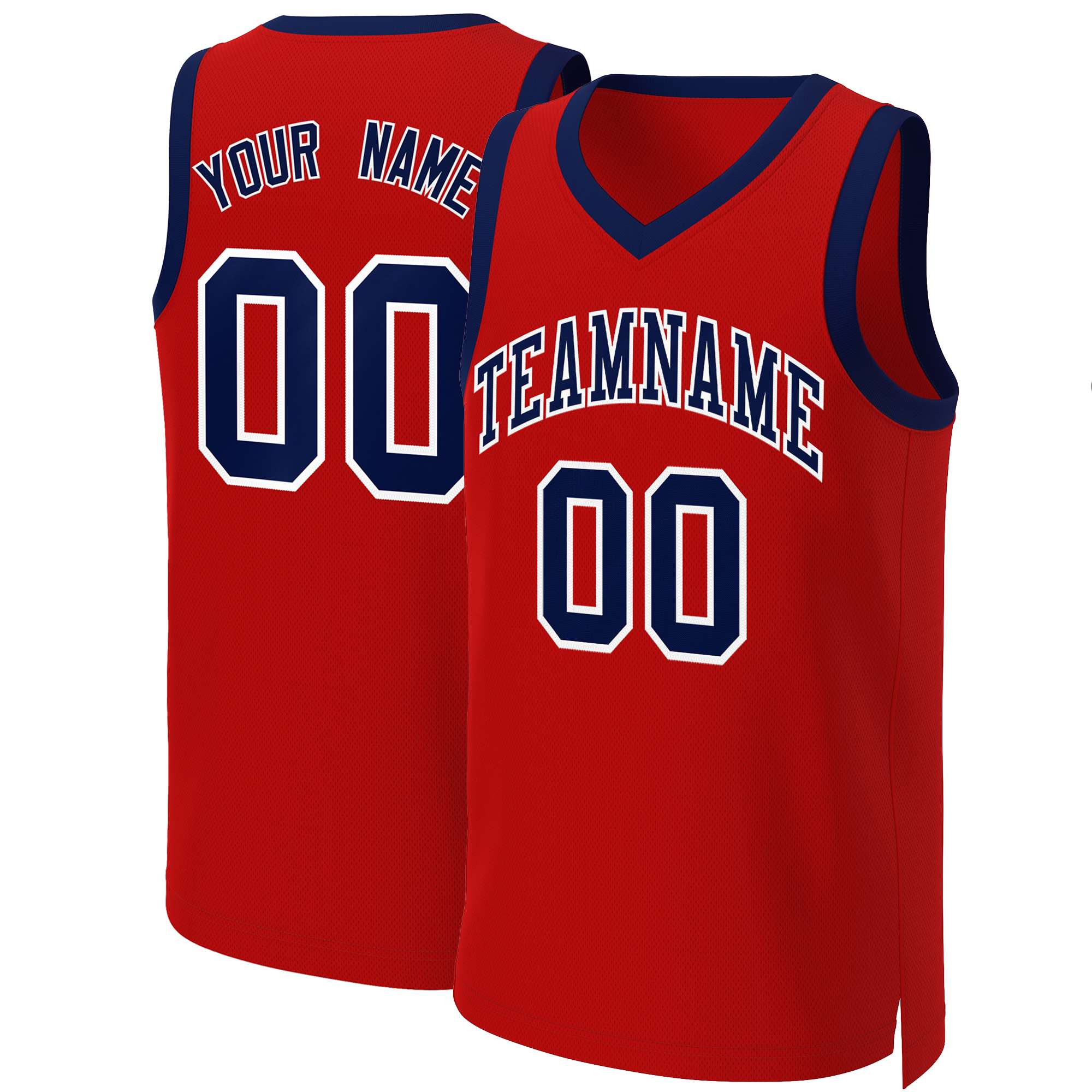 Custom Red Navy-White Classic Tops Basketball Jersey