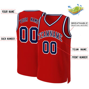 Maillot de basket-ball classique personnalisé rouge marine-blanc