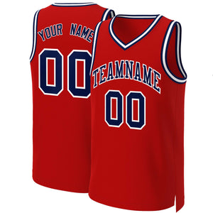 Maillot de basket-ball classique personnalisé rouge marine-blanc