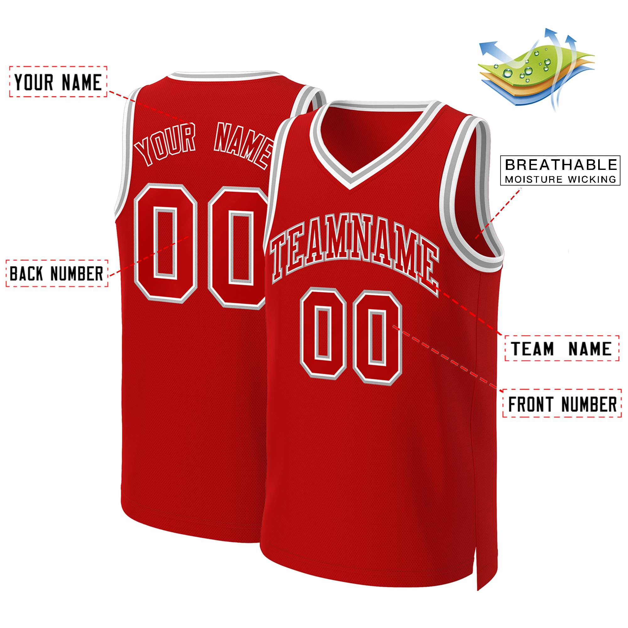 Custom Red Red-White Classic Tops Basketball Jersey