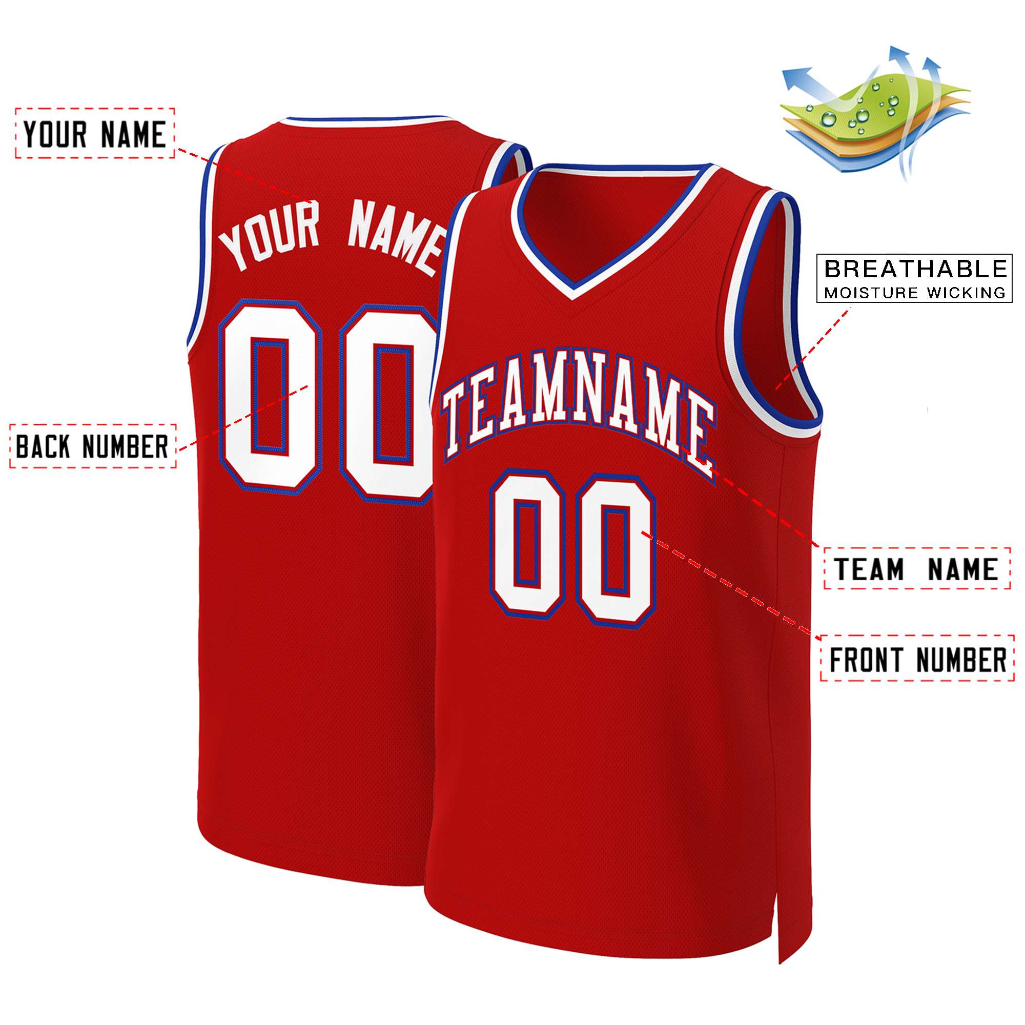 Custom Red White-Red Classic Tops Basketball Jersey