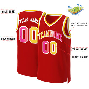 Custom Red Yellow-White Classic Gradient Fashion Tops Basketball Jersey