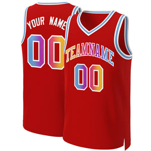 Maillot de basket-ball personnalisé, haut à la mode, dégradé classique, rouge, jaune et blanc