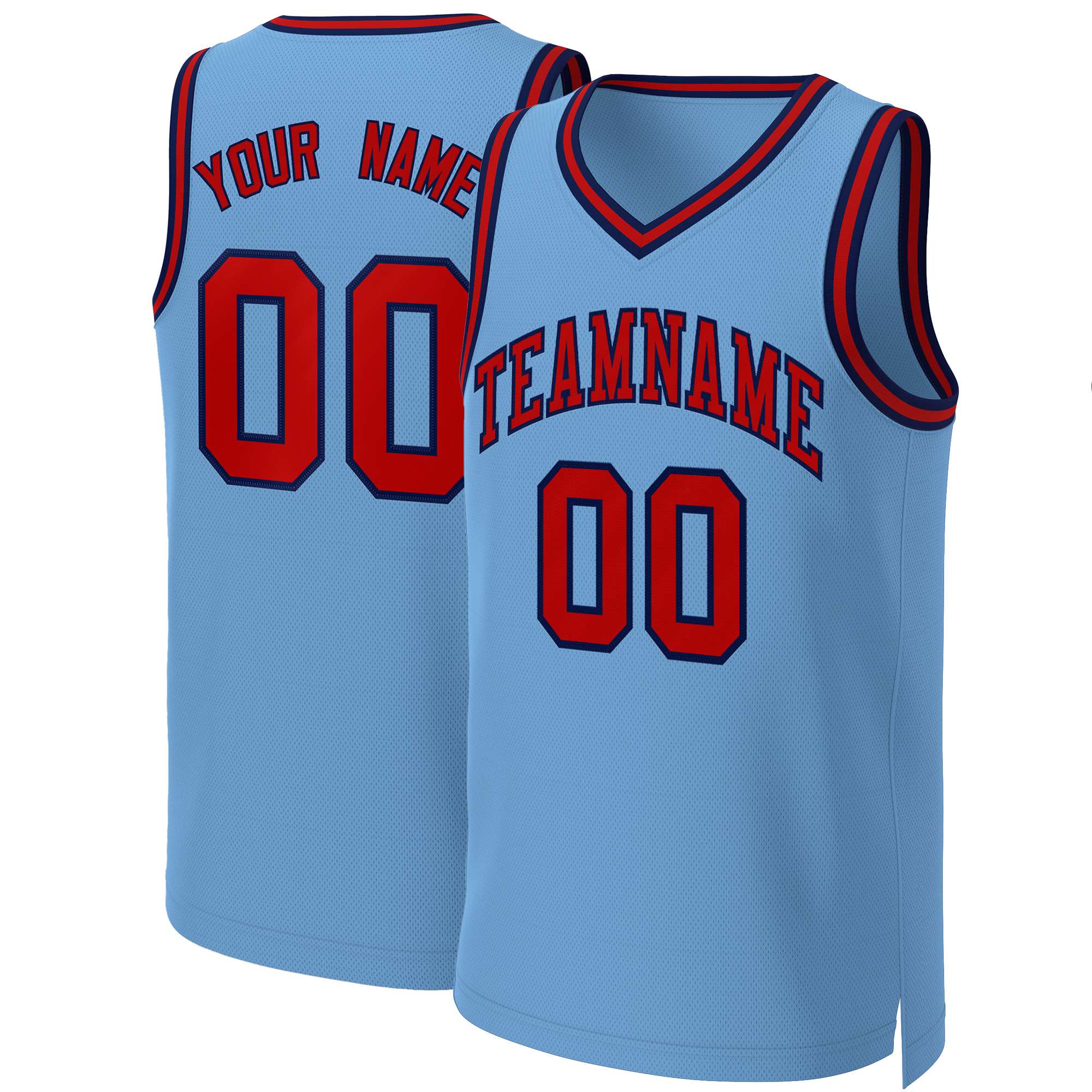 Custom Light Blue Red-Navy Classic Tops Basketball Jersey