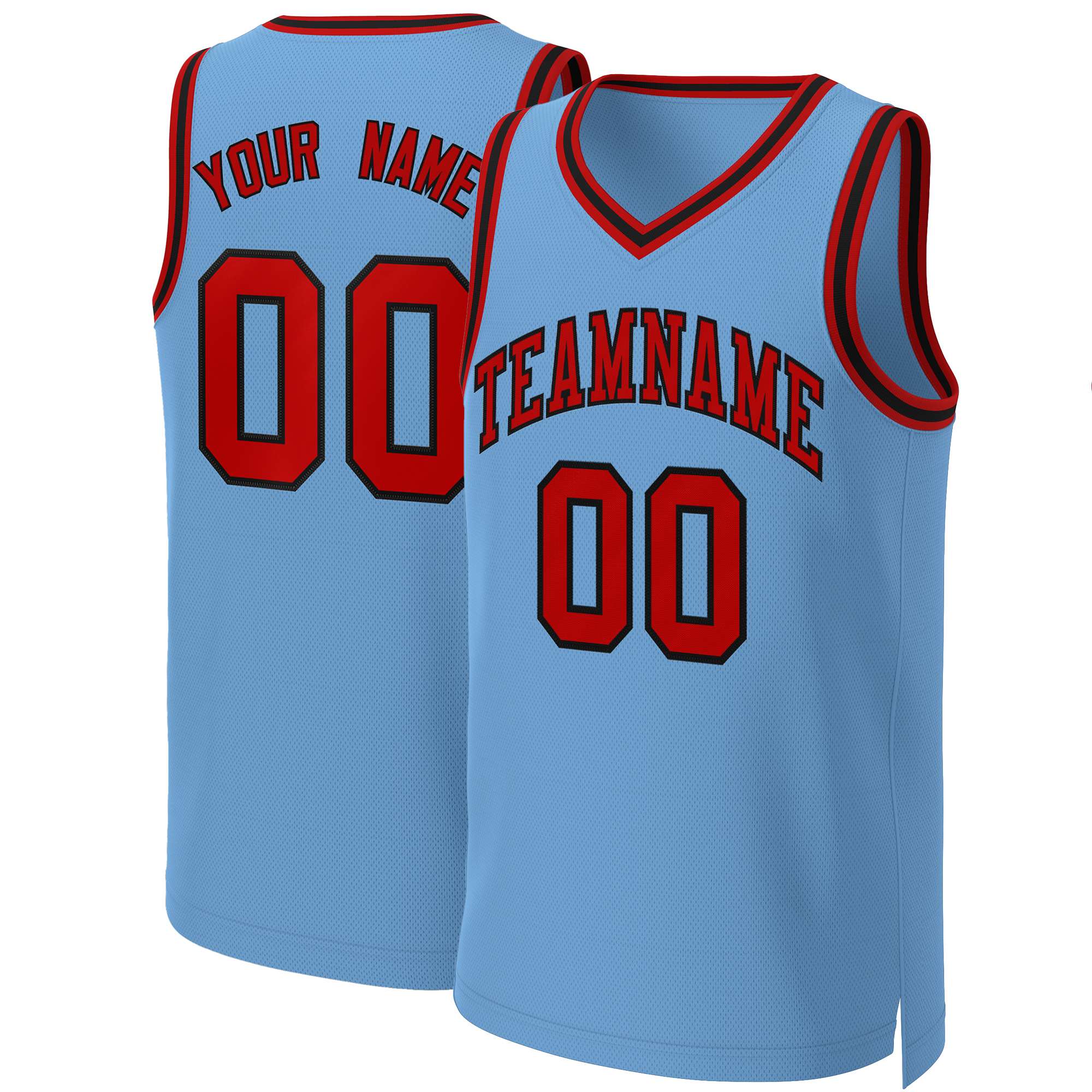 Custom Light Blue Red-Black Classic Tops Basketball Jersey