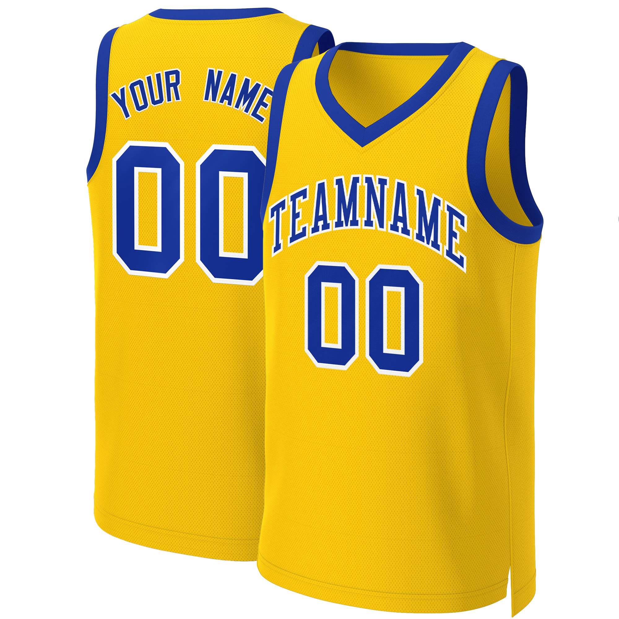 Custom Yellow Royal-White Classic Tops Basketball Jersey