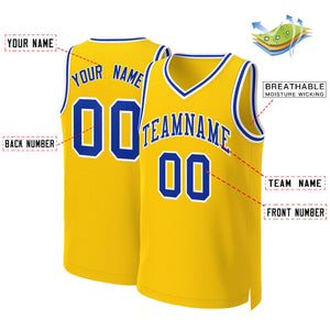 Maillot de basket-ball classique jaune Royal-blanc personnalisé