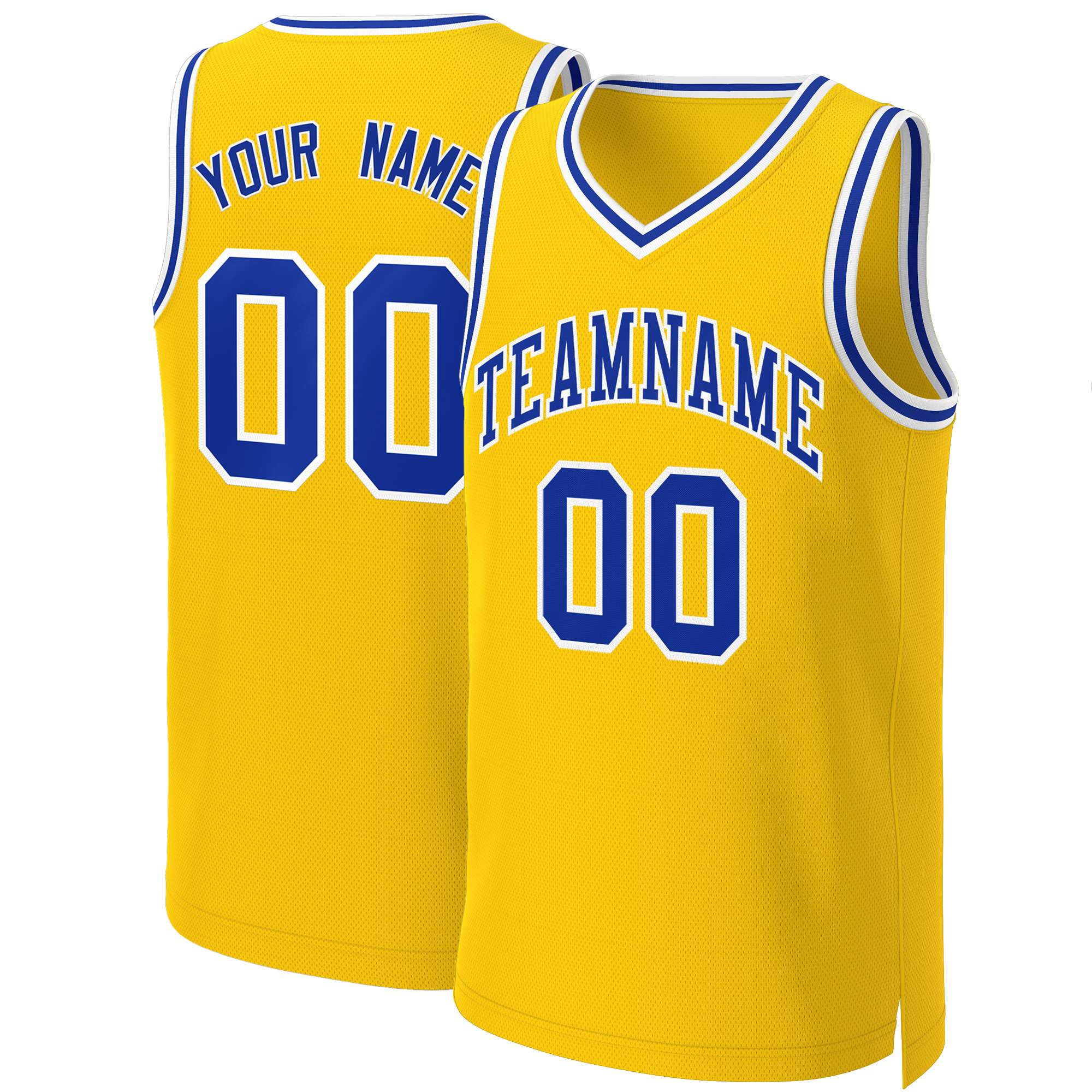 Custom Yellow Royal-White Classic Tops Basketball Jersey