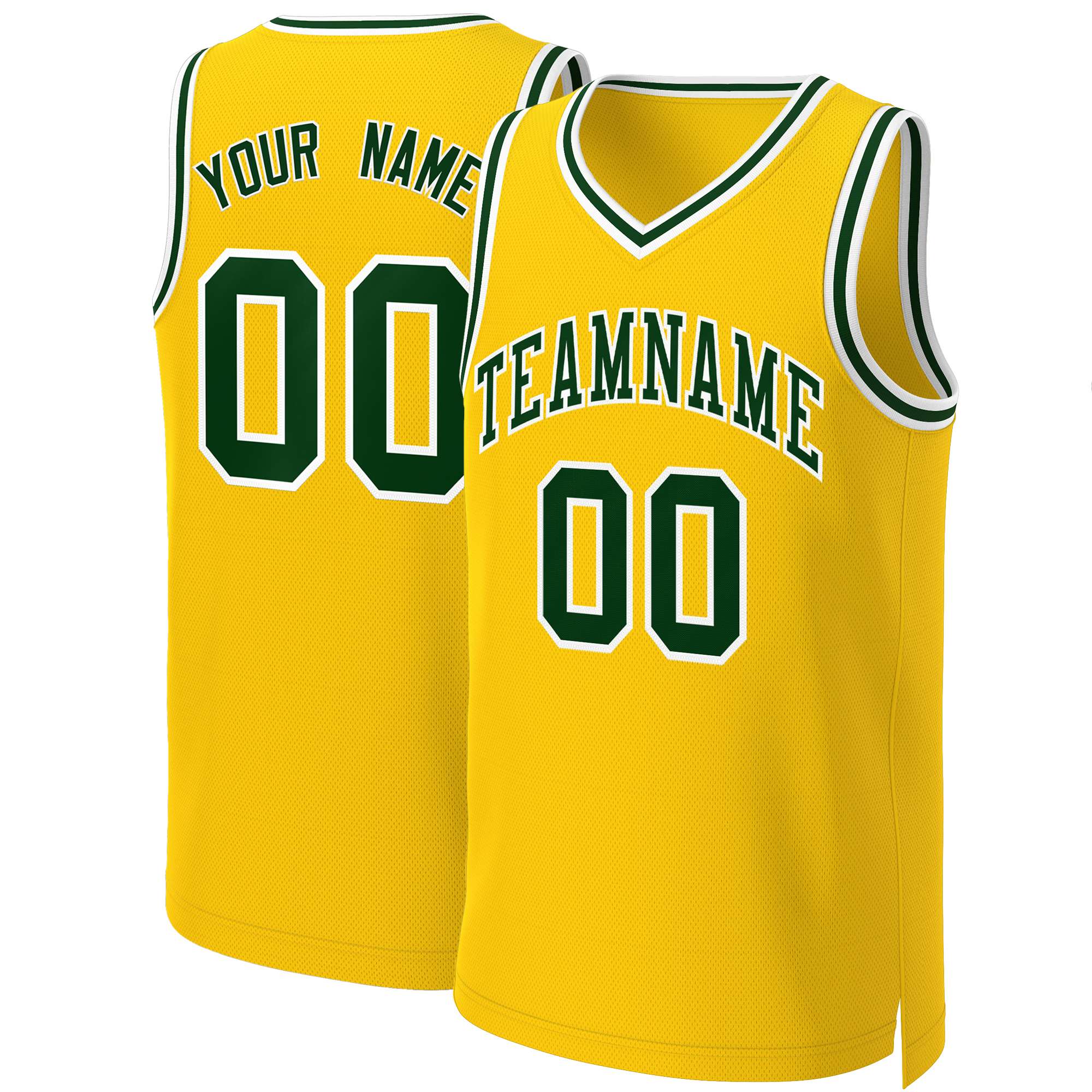 Custom Yellow Green-White Classic Tops Basketball Jersey