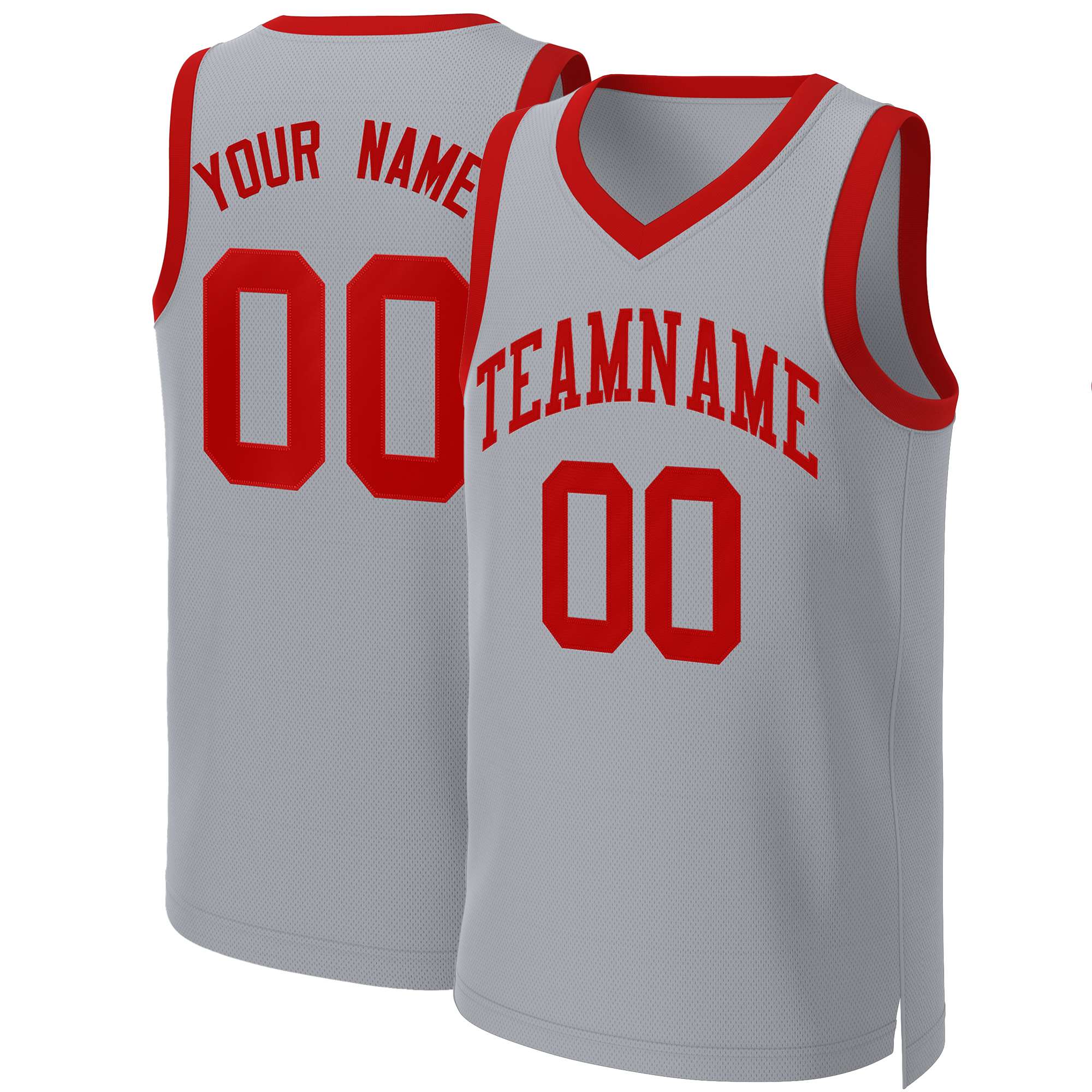 Maillot de basket-ball classique personnalisé gris rouge