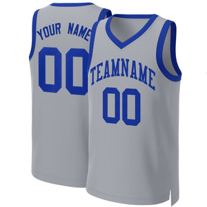 Custom Gray Royal Classic Tops Basketball Jersey