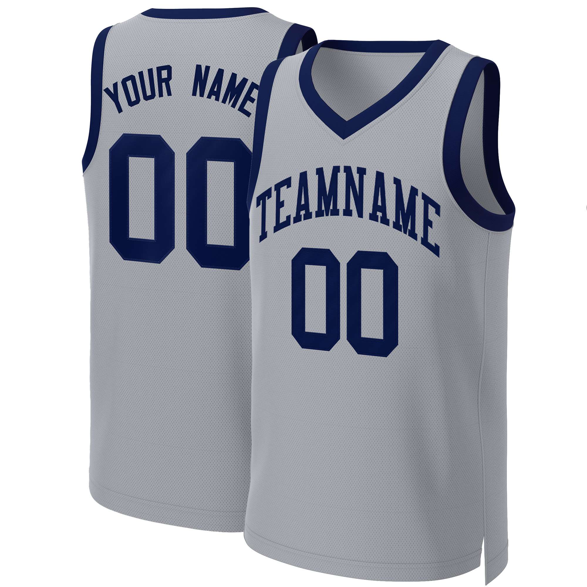 Custom Gray Navy Classic Tops Basketball Jersey