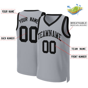 Maillot de basket-ball classique gris noir personnalisé