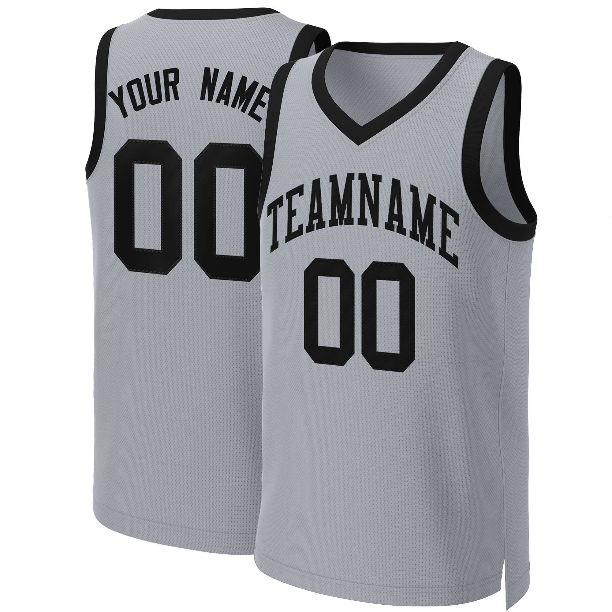 Custom Gray Black Classic Tops Basketball Jersey