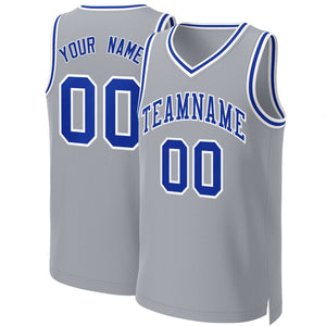 Custom Gray Royal-White Classic Tops Basketball Jersey