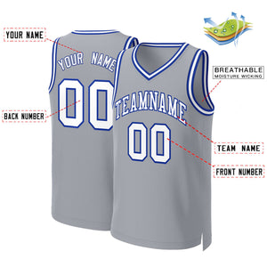 Custom Gray White-Royal Classic Tops Basketball Jersey