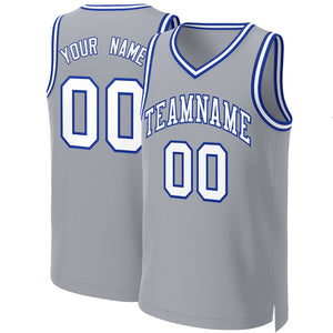 Custom Gray White-Royal Classic Tops Basketball Jersey