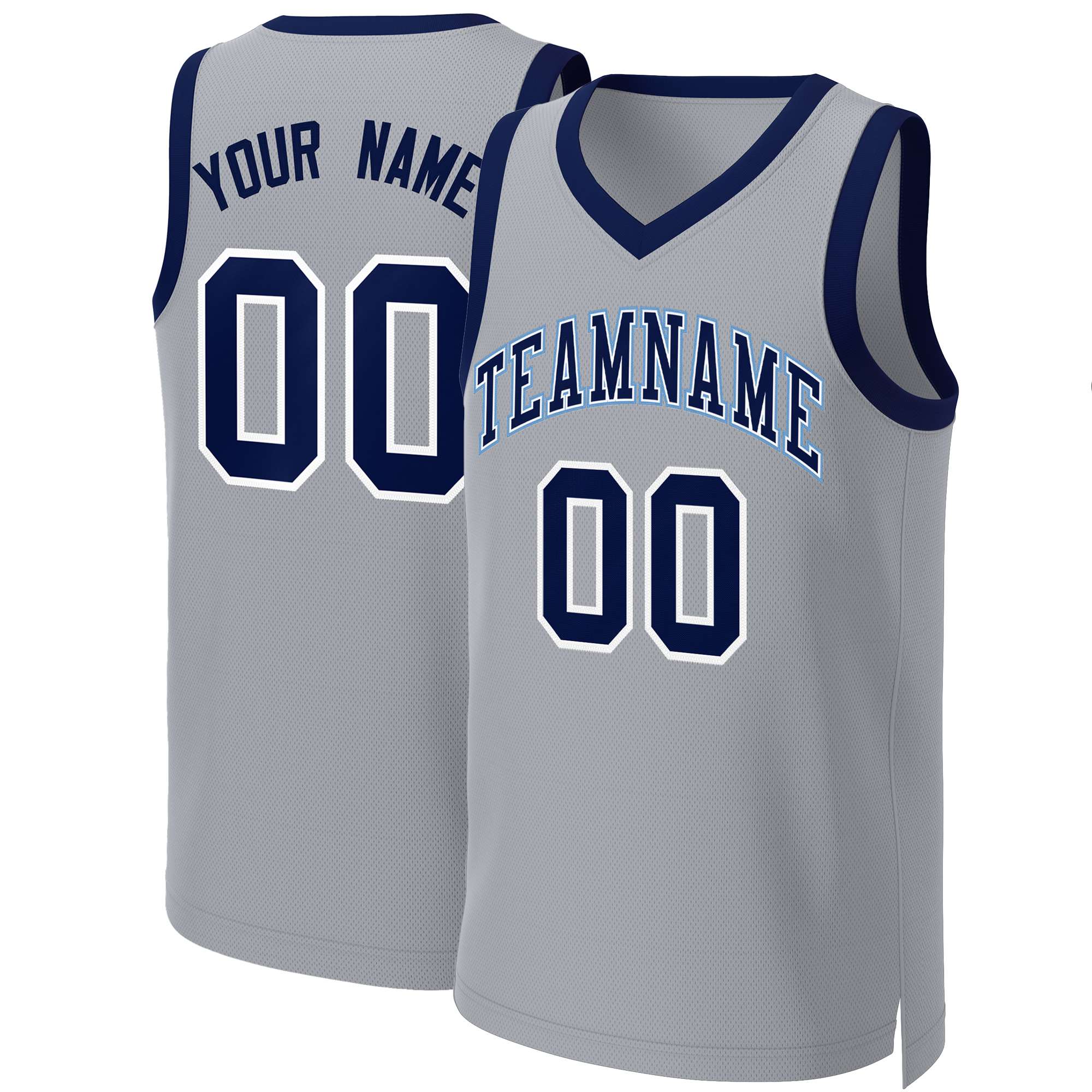 Custom Gray Navy-White Classic Tops Basketball Jersey