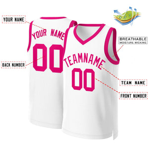 Maillot de basket-ball classique rose blanc personnalisé