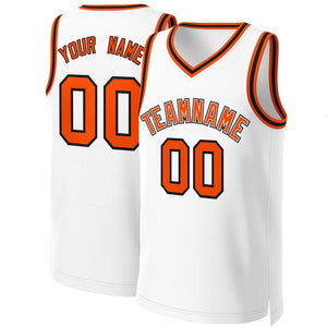 Maillot de basket-ball classique personnalisé blanc Orange-blanc