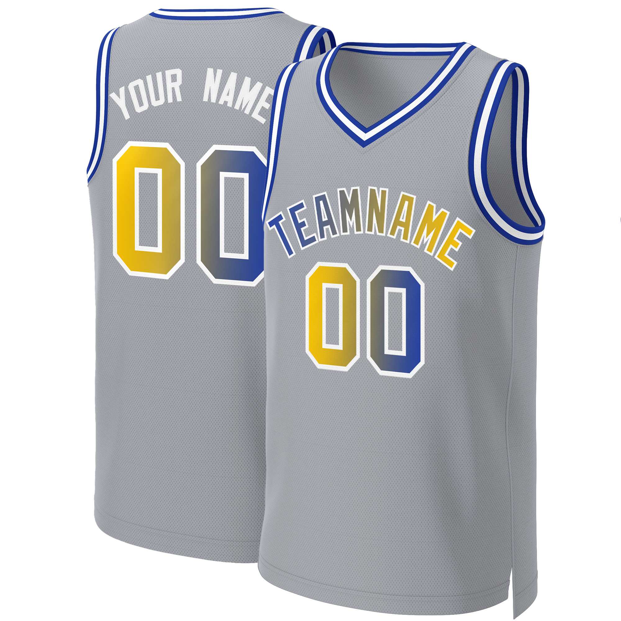 Custom Gray Royal-White Classic Gradient Fashion Tops Basketball Jersey