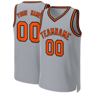 Maillot de basket-ball classique personnalisé gris Orange-noir