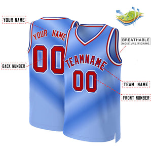 Custom Light Blue Red-Royal Gradient Fashion Tops Basketball Jersey