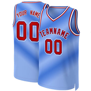 Custom Light Blue Red-Royal Gradient Fashion Tops Basketball Jersey