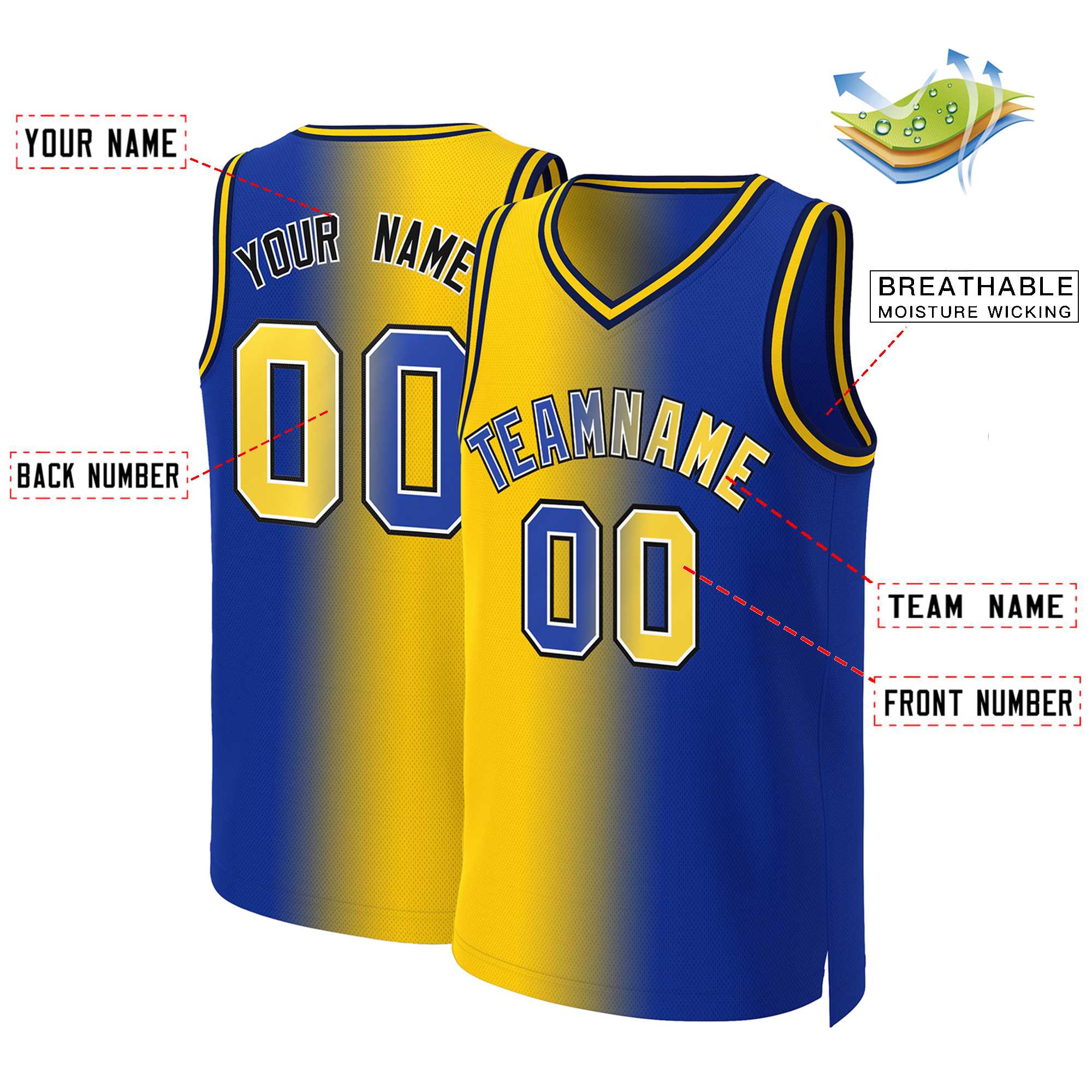 Custom Royal Royal-White Gradient Fashion Tops Basketball Jersey