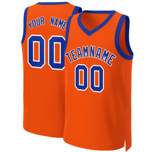 Maillot de basket-ball classique personnalisé Orange Royal-blanc