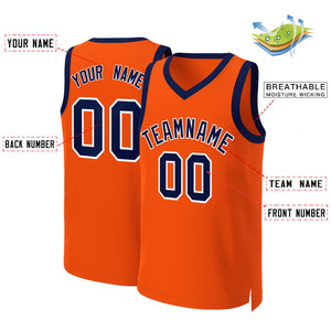 Custom Orange Navy-White Classic Tops Basketball Jersey