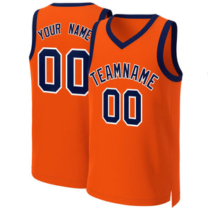 Custom Orange Navy-White Classic Tops Basketball Jersey