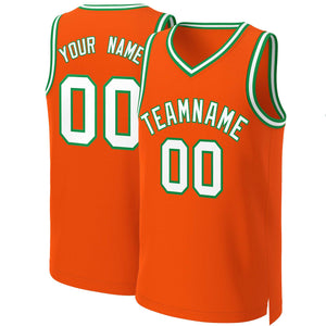 Custom Orange White-Kelly Green Classic Tops Basketball Jersey