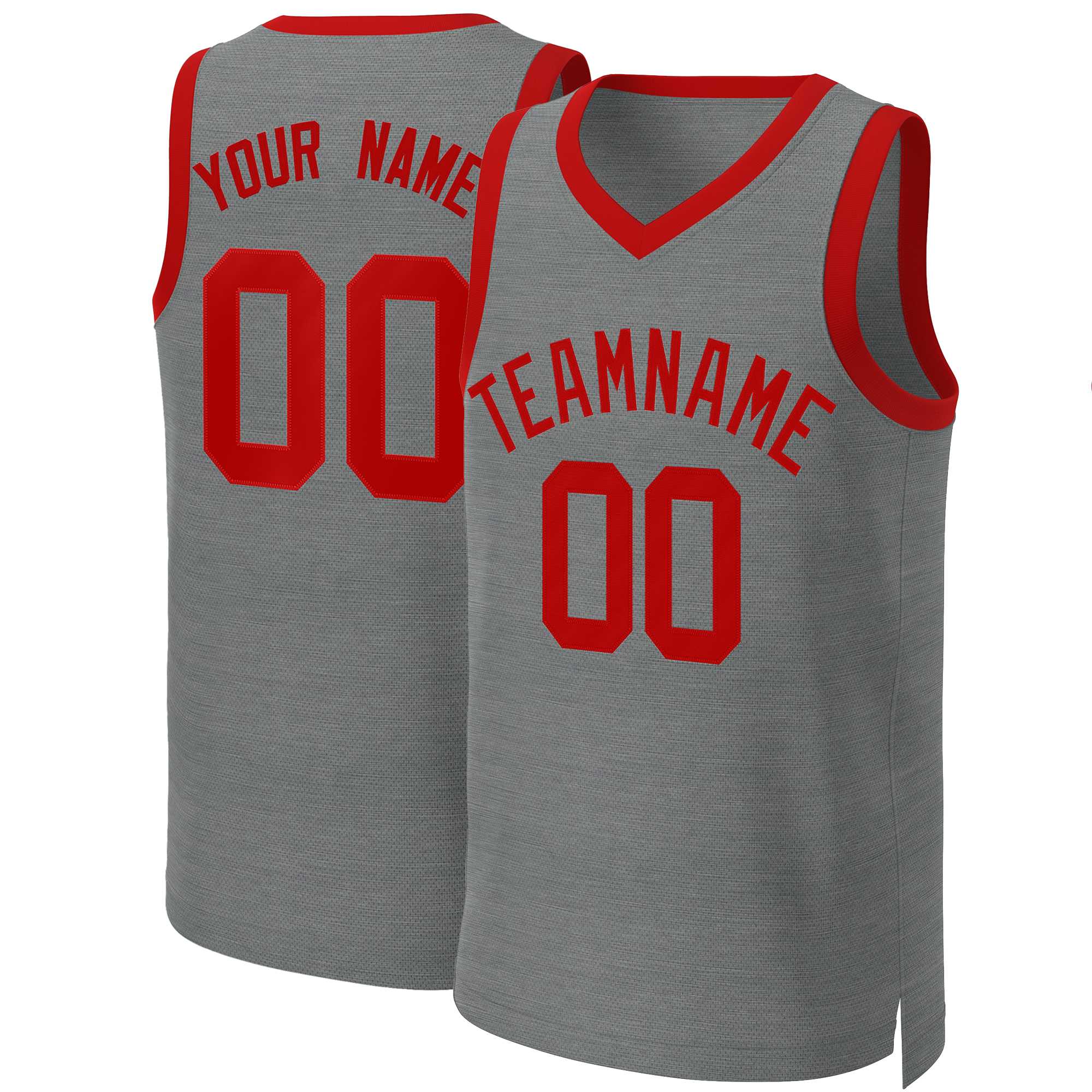 Maillot de basket-ball classique personnalisé gris foncé rouge