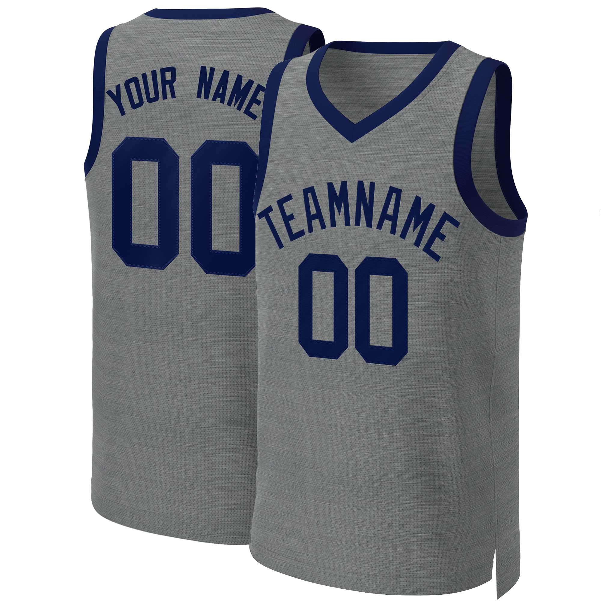 Maillot de basket-ball classique personnalisé gris foncé marine