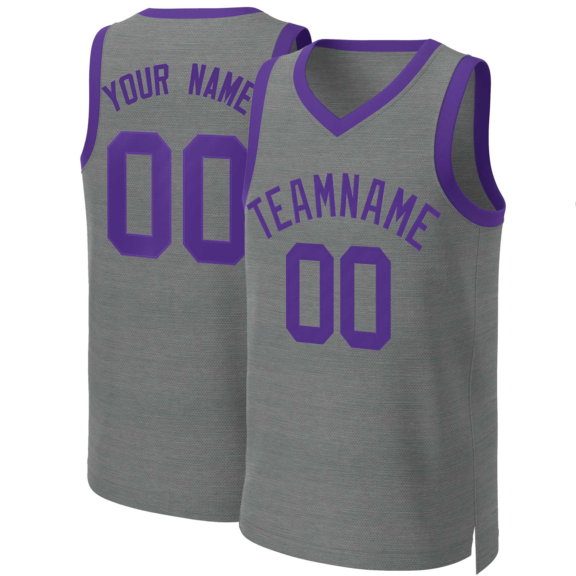 Maillot de basket-ball classique personnalisé, gris foncé, violet, personnalisé