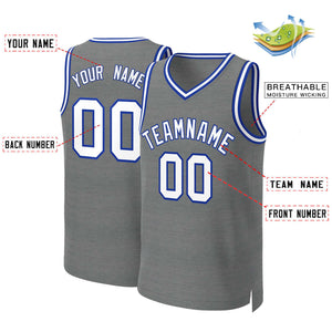 Custom Dark Gray White-Royal Classic Tops Basketball Jersey