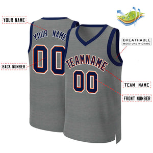 Custom Dark Gray Navy-Orange Classic Tops Basketball Jersey