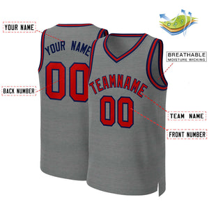 Maillot de basket-ball classique personnalisé gris foncé rouge-marine