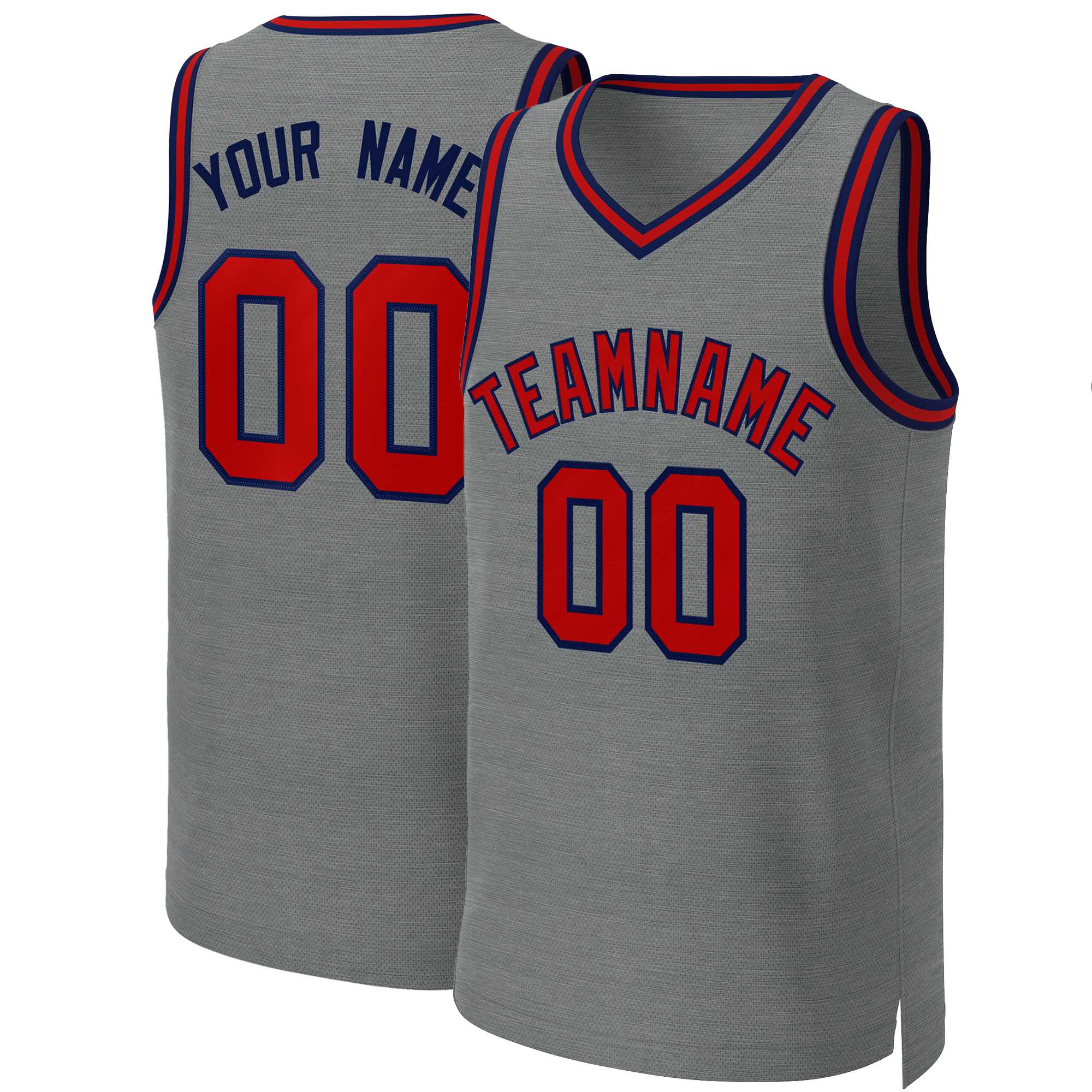 Custom Dark Gray Red-Navy Classic Tops Basketball Jersey