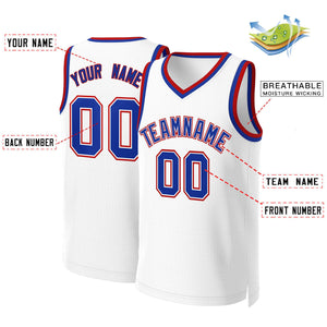 Custom White Royal-White Classic Tops Basketball Jersey