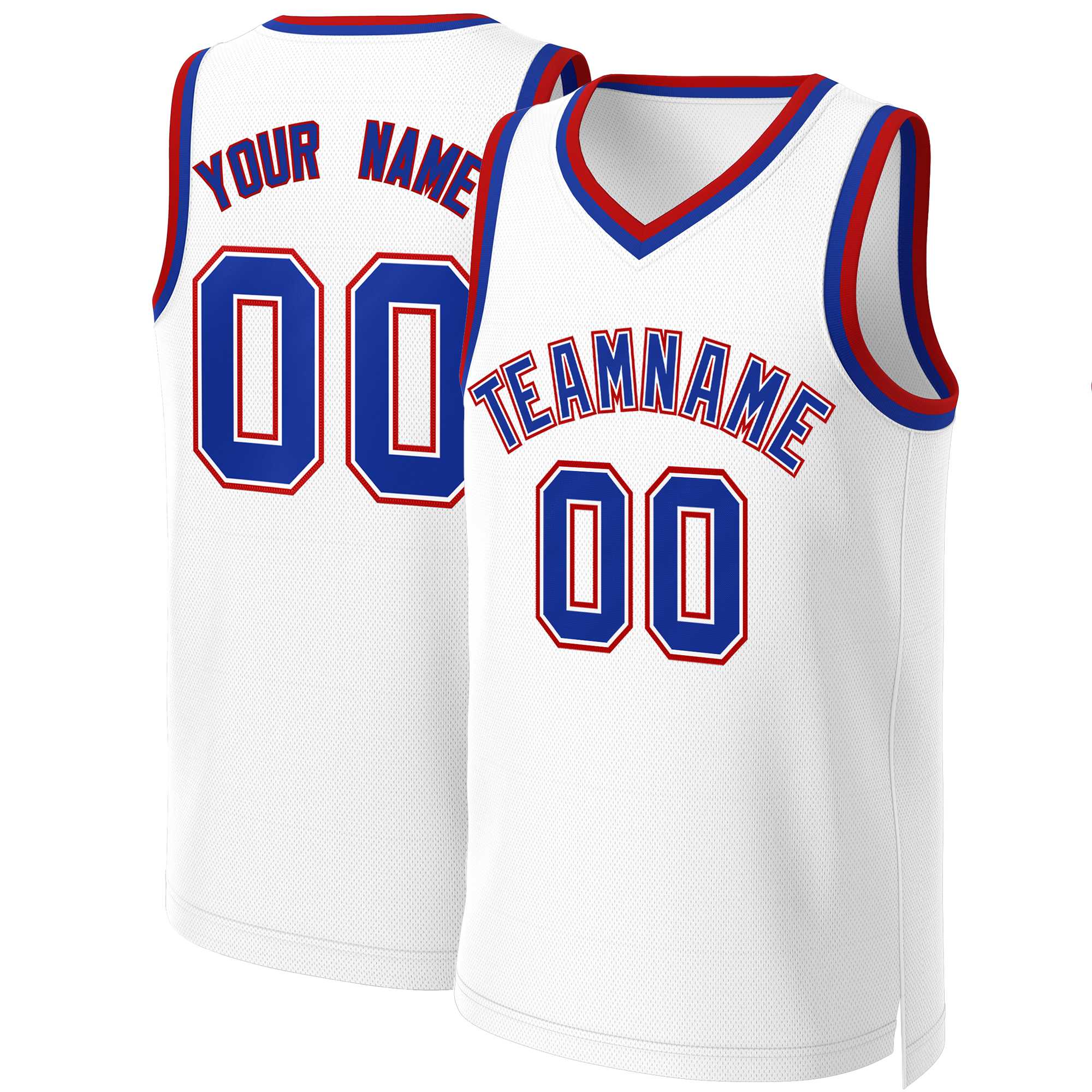 Custom White Royal-White Classic Tops Basketball Jersey