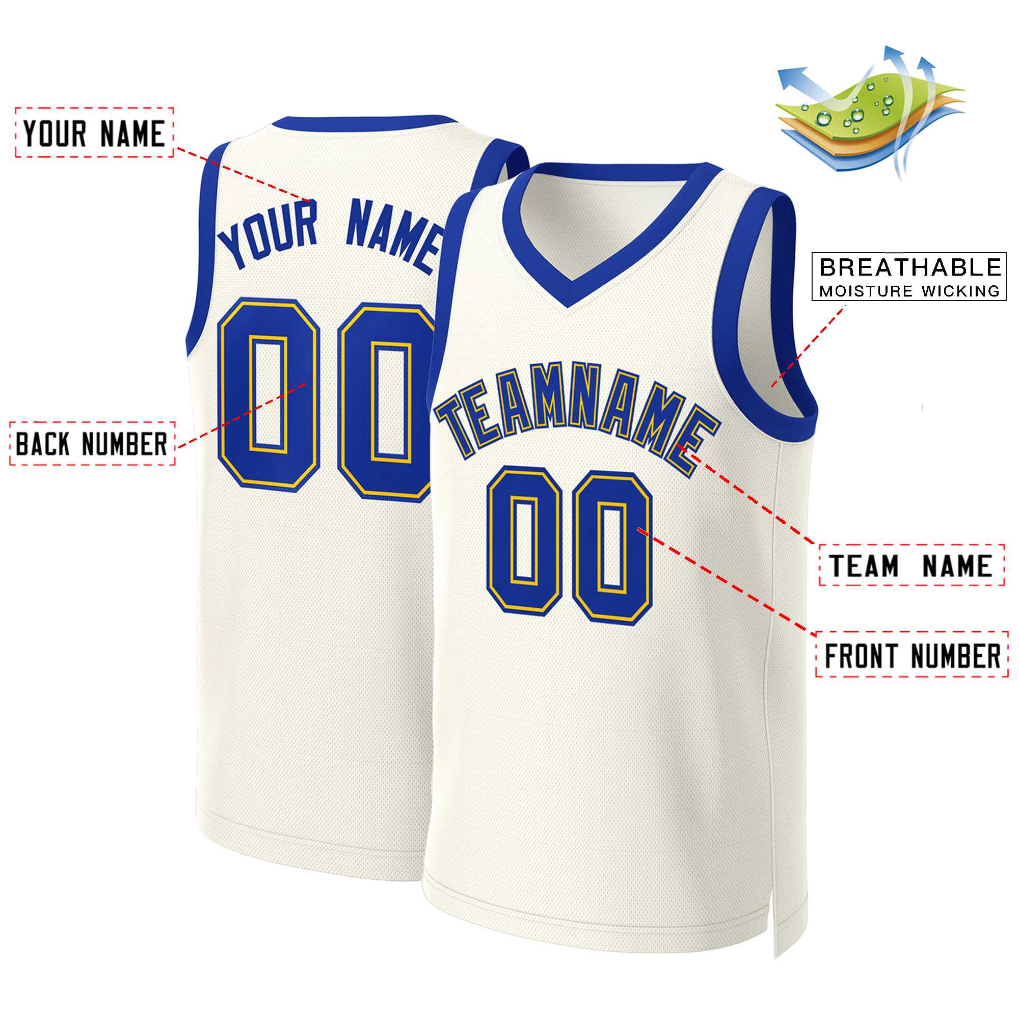 Custom Khaki Royal-Yellow Classic Tops Basketball Jersey