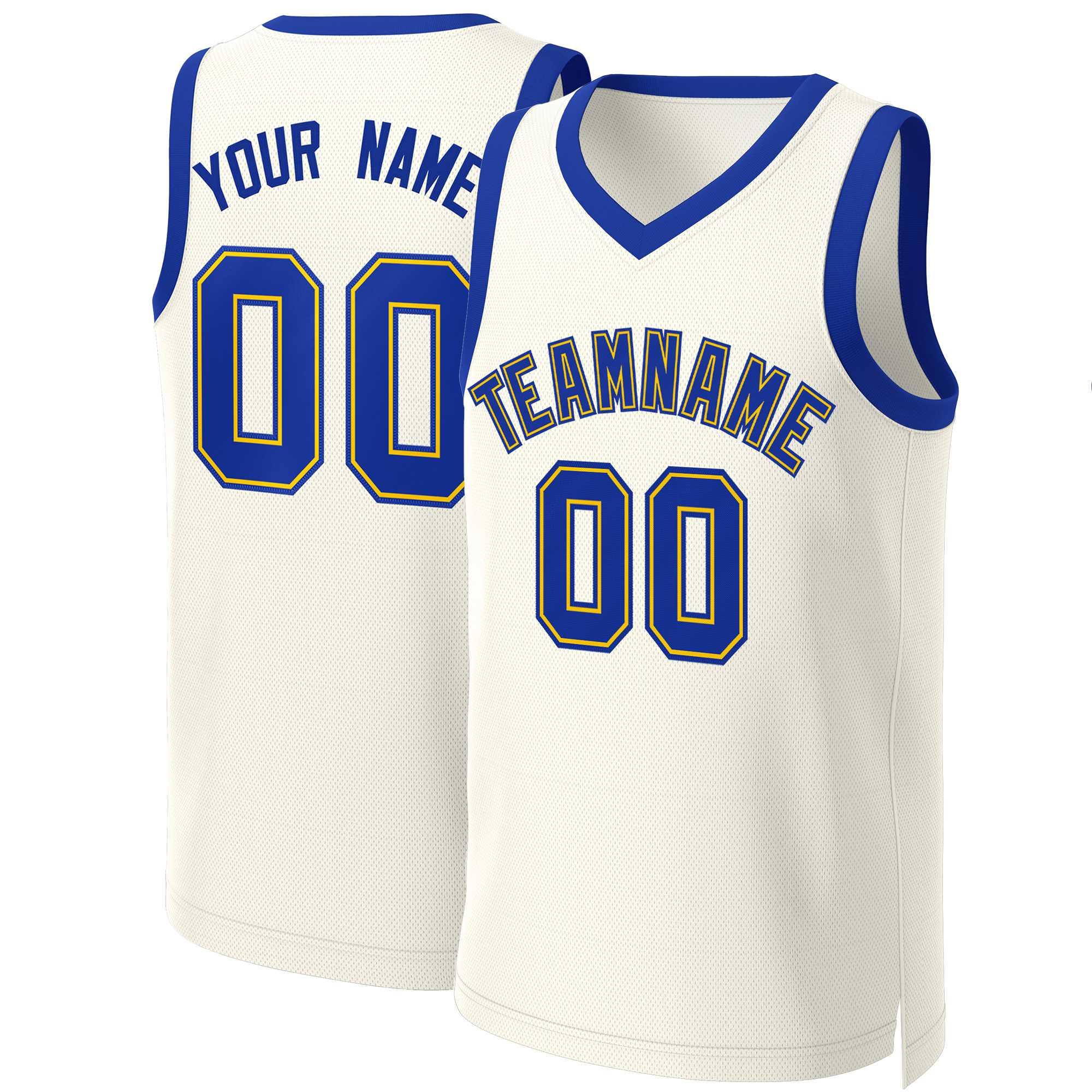 Custom Khaki Royal-Yellow Classic Tops Basketball Jersey