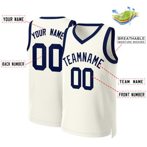 Custom Khaki Navy Classic Tops Basketball Jersey