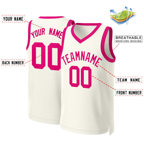 Custom Khaki Pink Classic Tops Basketball Jersey