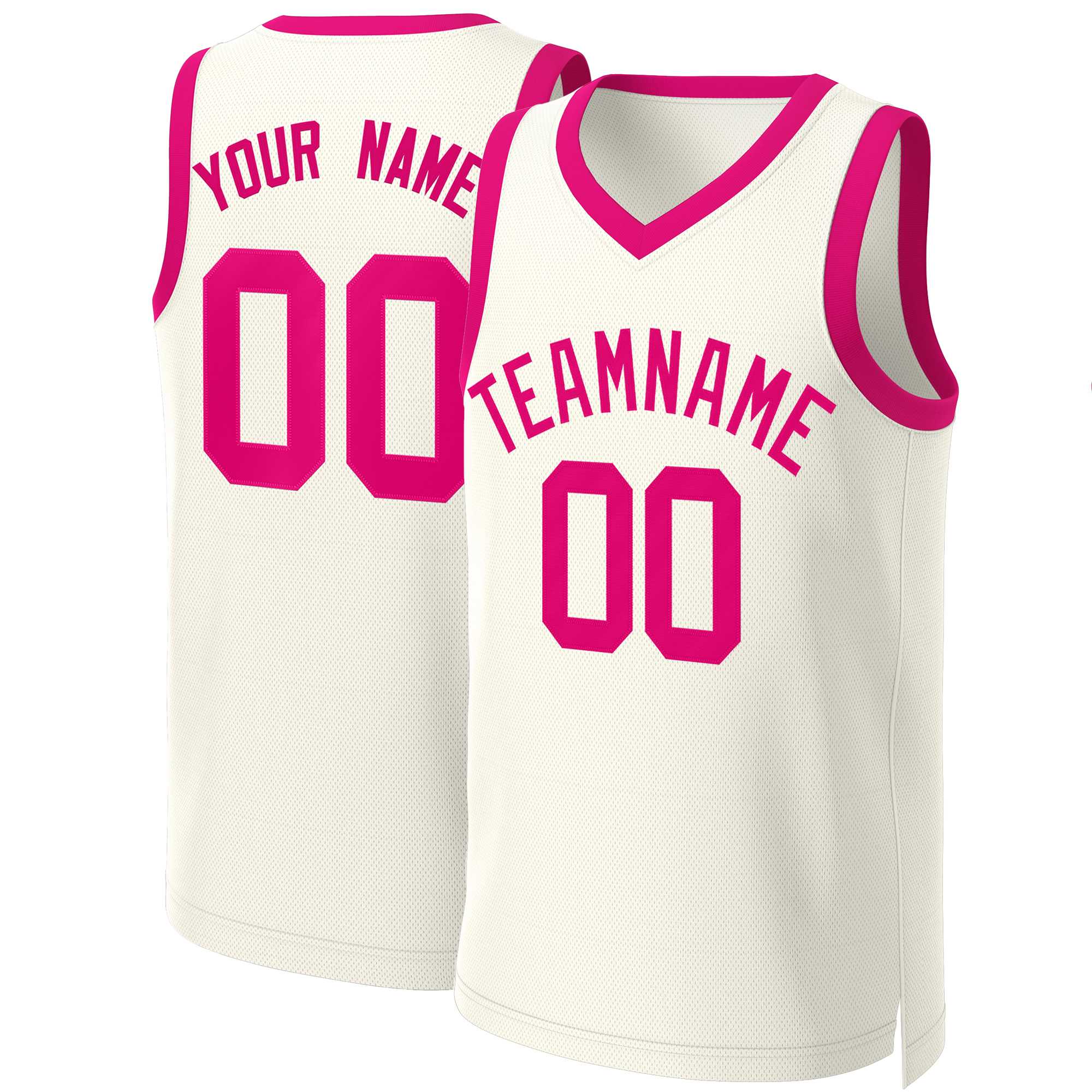 Maillot de basket-ball classique rose kaki personnalisé