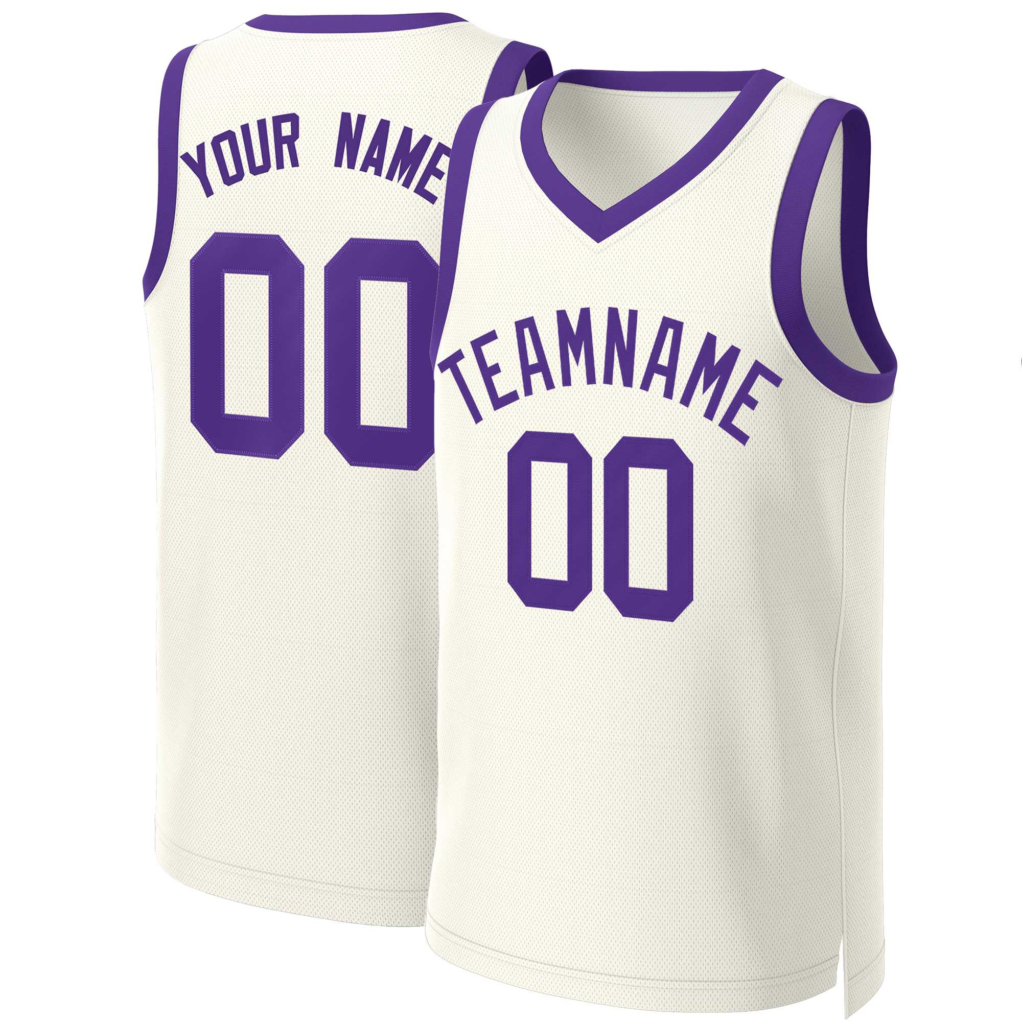 Maillot de basket-ball classique personnalisé kaki violet