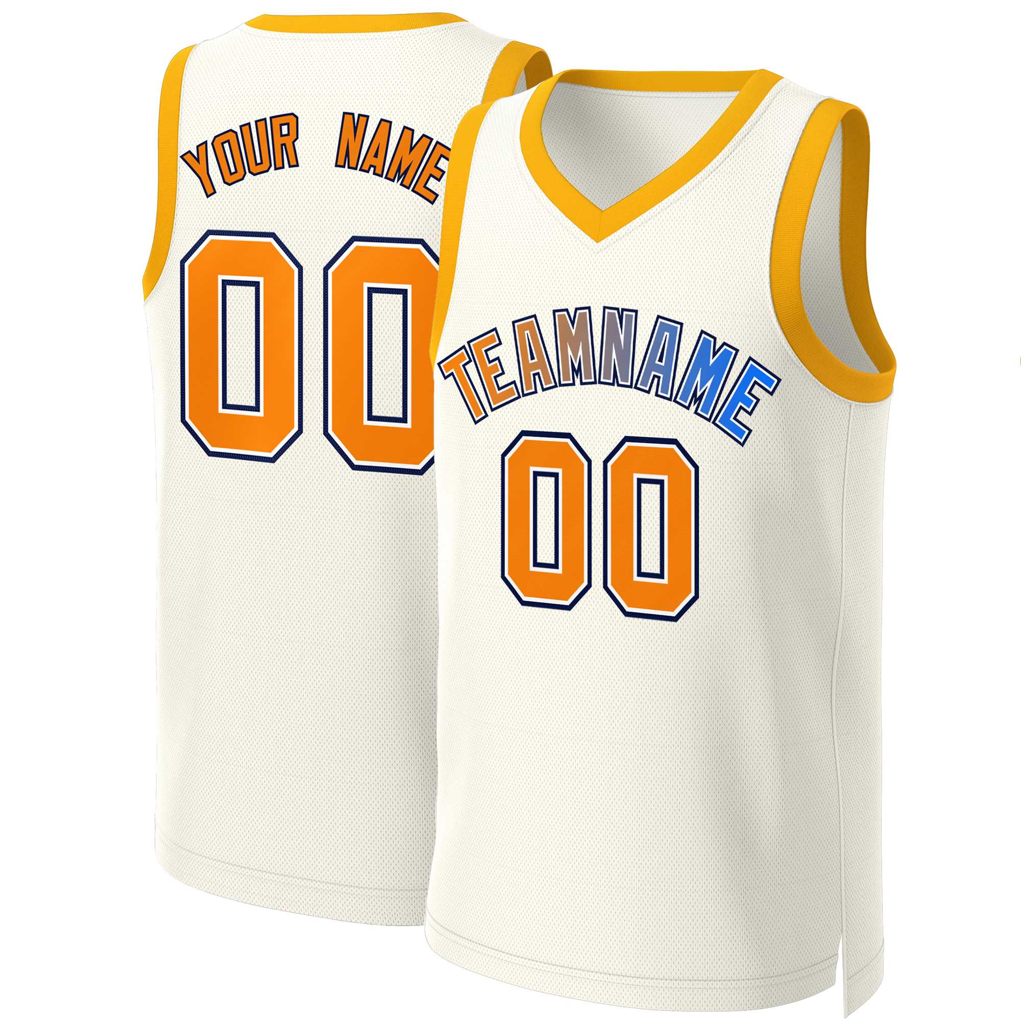 Custom Khaki Orange-White Classic Gradient Fashion Tops Basketball Jersey