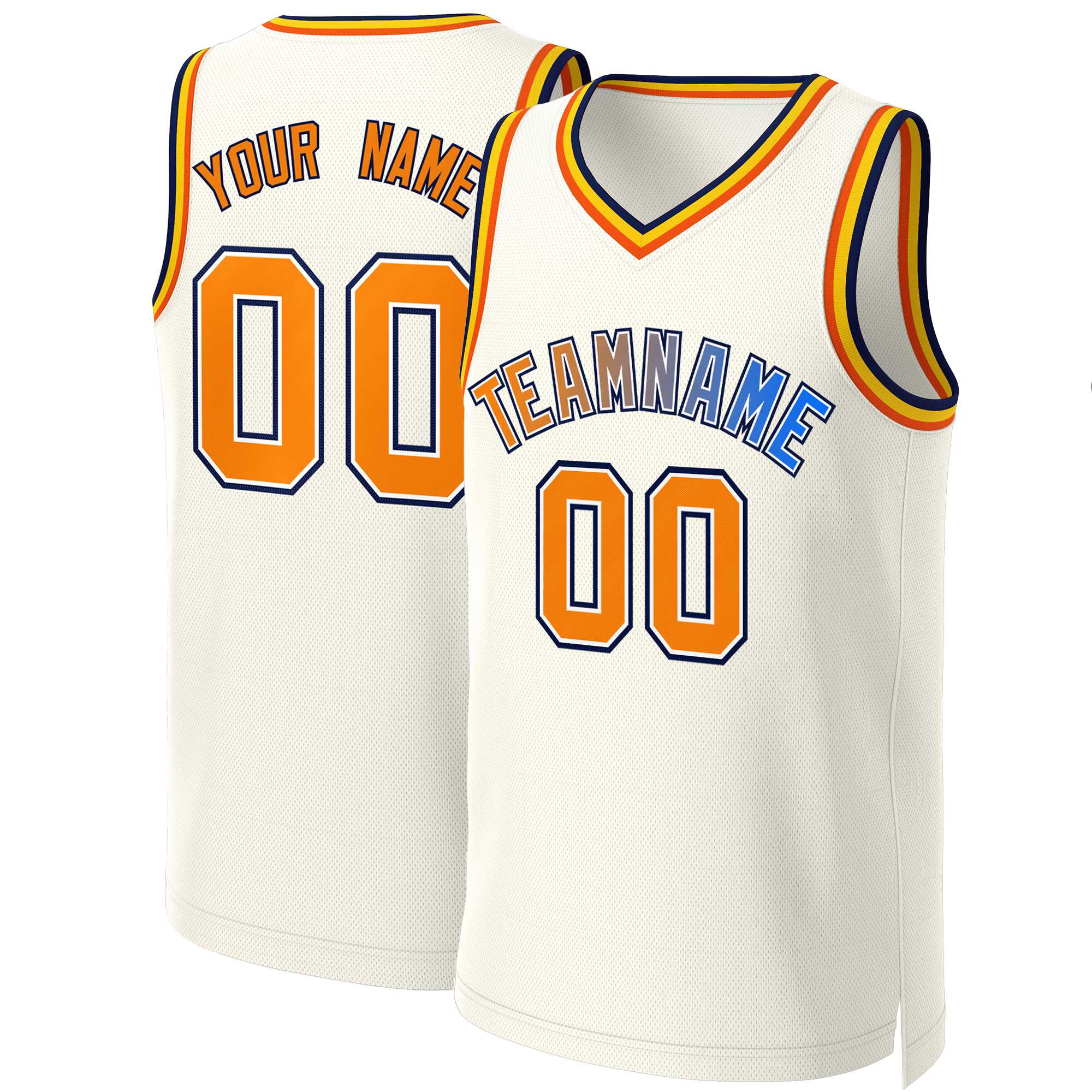 Custom Khaki Orange-White Classic Gradient Fashion Tops Basketball Jersey